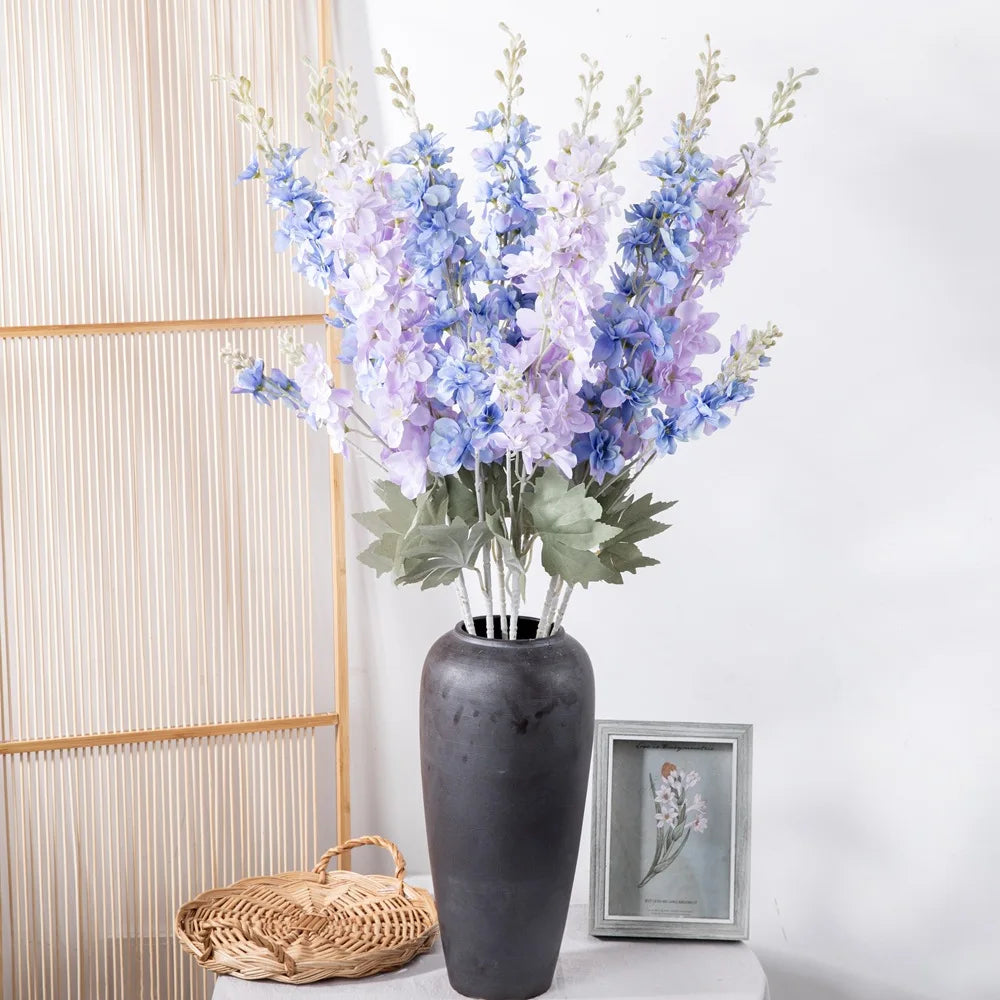 Yannew 3pcs 85cm Delphinium Artificial Flowers Long Stem Silk Hyacinth Wedding Flower Arrangements Decoration Home Room Decor