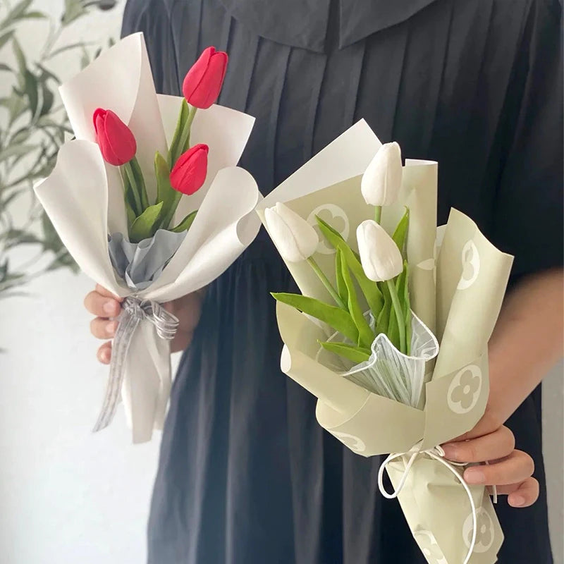 35 cm Tulip Flower Artificial Tulip Bouquet 10/5Pcs PE foam Fake Flower for wedding Ceremony Decor Home Garden Bouquet Decor
