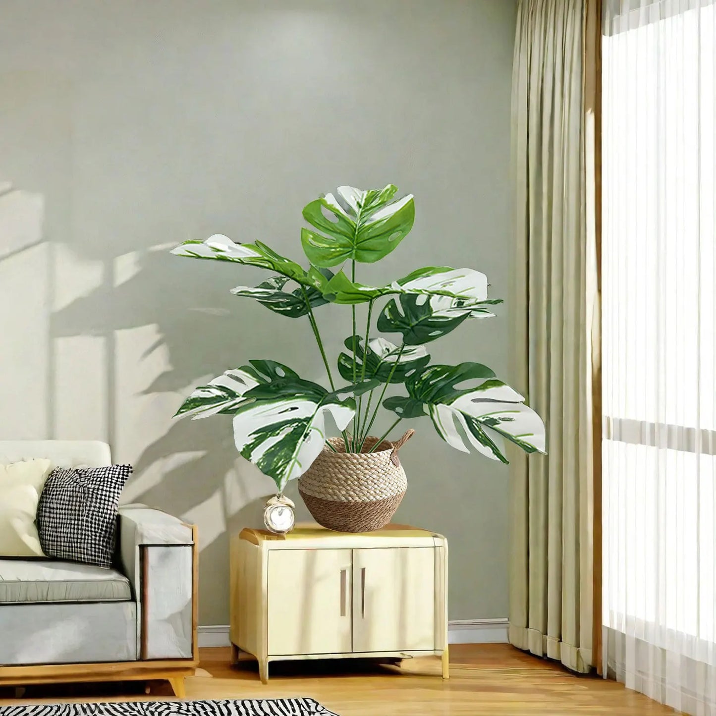 65/100cm Monstera Plant Plastic Leaf faux plant branch realistic leaves Ornamental indoor Artificial Plant for Home Office Decor