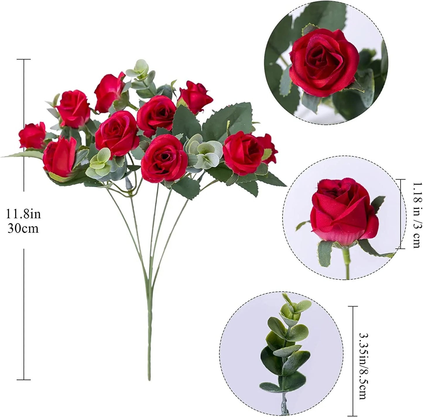 1pcs Artificial Flowers Bouquet Rose Eucalyptus Leaves Wedding Decoration Peony Fake Flower for Party Home Decor Outdoor