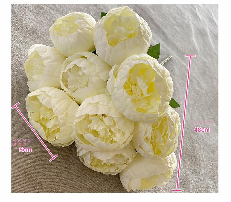 Simulation 10 Core-spun Peony Bouquets for Home Living Room Dining Table Wedding Decoration Fake Artificial Flowers High Quality