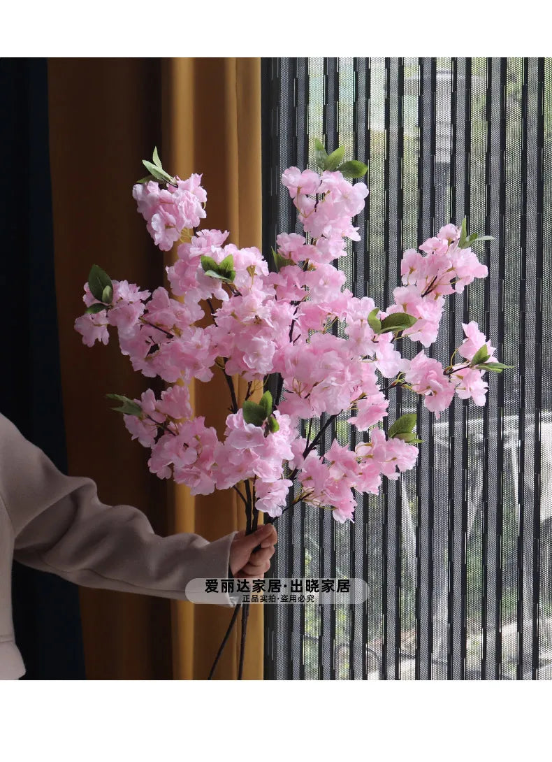 Simulated Flower Cherry Blossom Branch Wedding Living Room Floor Decoration Flower Soft Decoration Flower