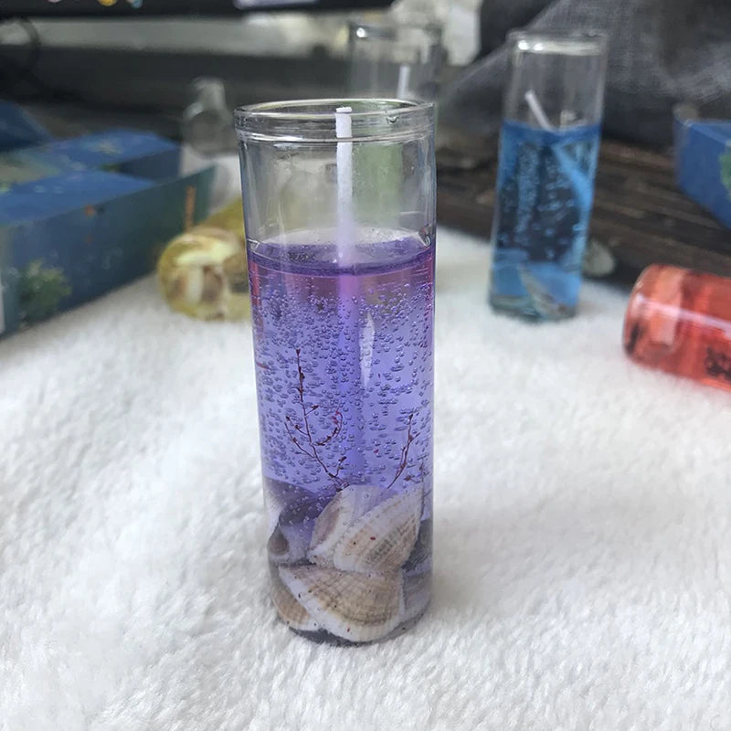 Ocean Jelly Aromatherapy Candles with Shell Seaweed, Romantic Scented Candle Cup for Home Indoor Yoga Party Wedding Dinner