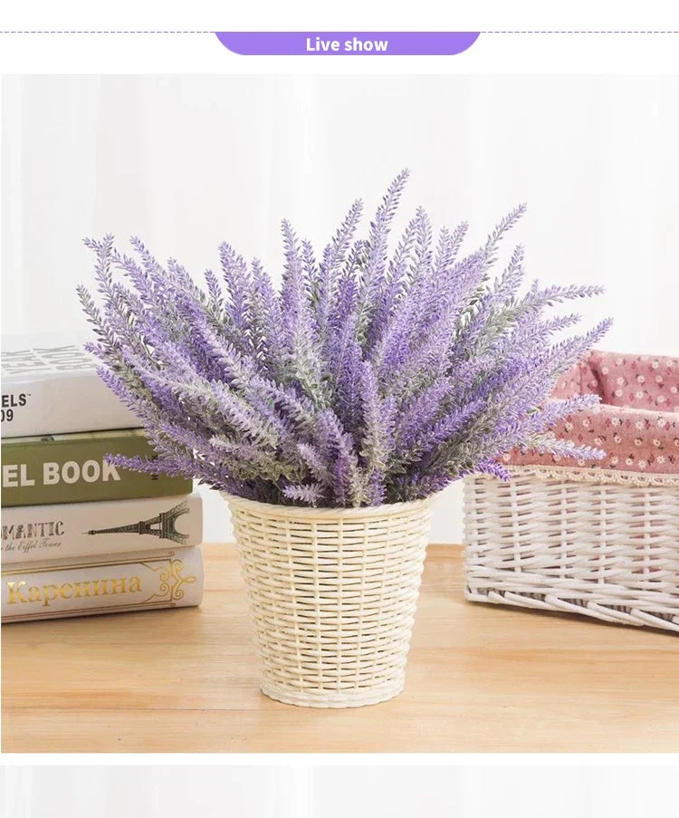 A Bunch of Provence Lavender Plastic Artificial Flowers False Plants Wedding Home Outdoor Garden Decoration Table Decoration