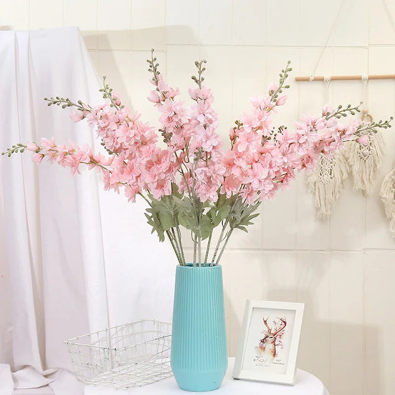 Yannew 3pcs 85cm Delphinium Artificial Flowers Long Stem Silk Hyacinth Wedding Flower Arrangements Decoration Home Room Decor