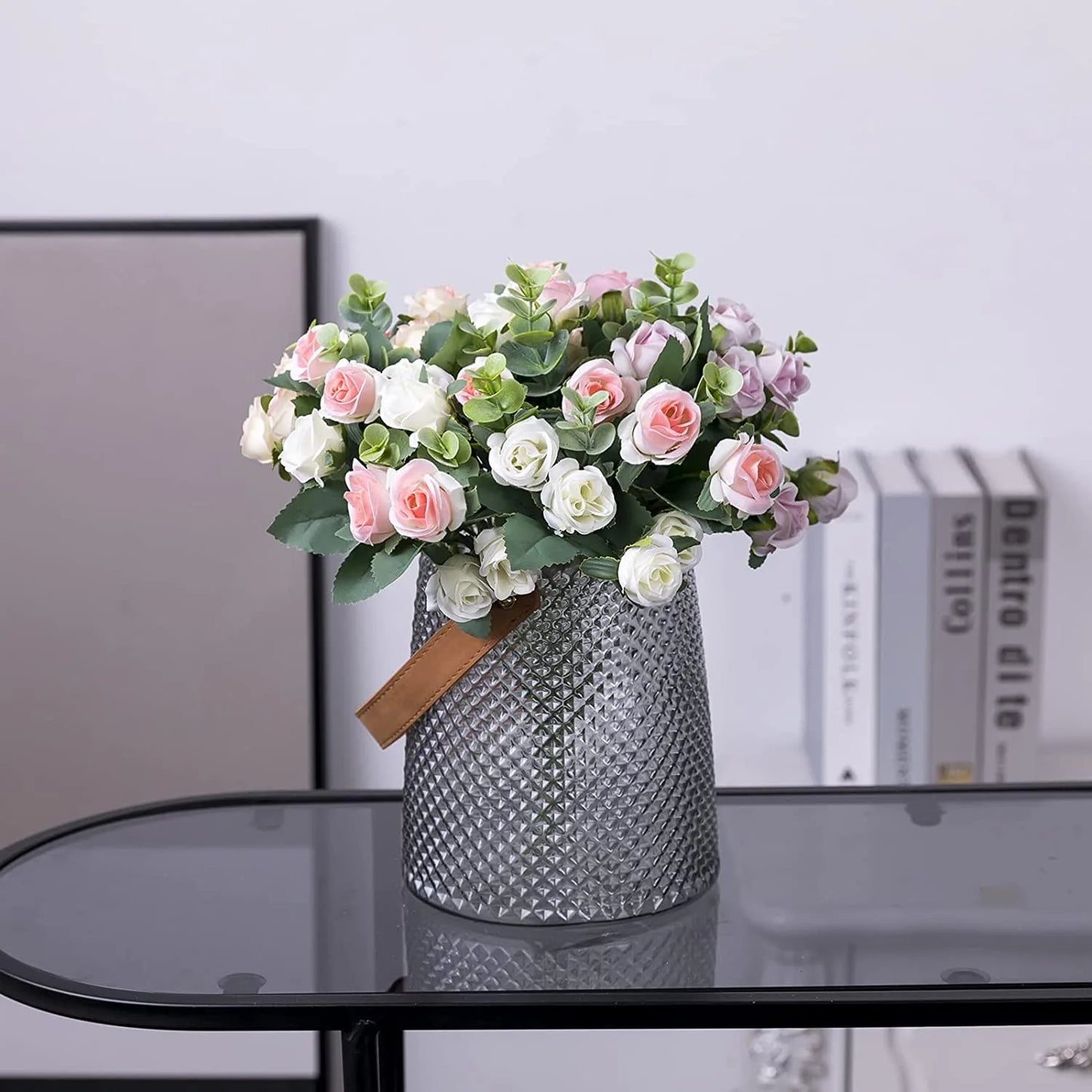 1pcs Artificial Flowers Bouquet Rose Eucalyptus Leaves Wedding Decoration Peony Fake Flower for Party Home Decor Outdoor