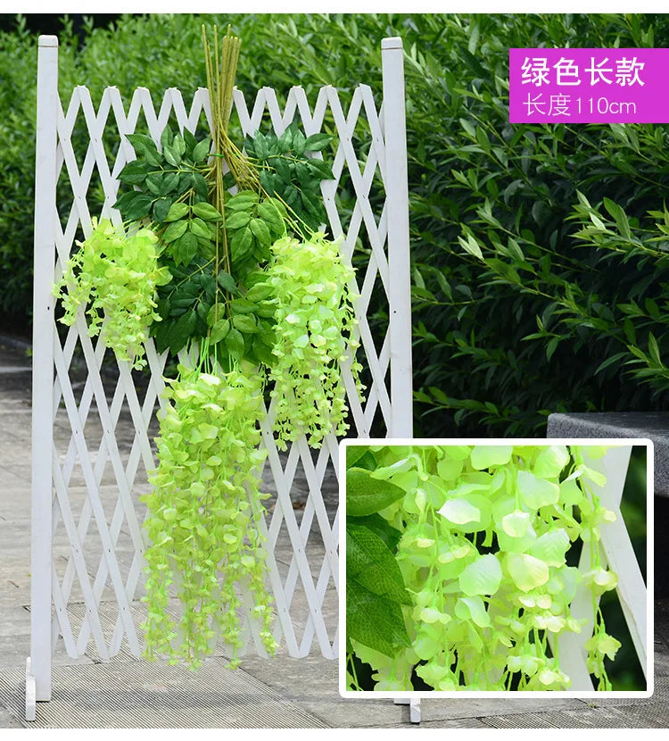 12pcs Wisteria Artificial Flowers Vine Wreath Wedding Arch Decoration Leaf Rattan Trailing Silk Flower Ivy Wall Decor Plants
