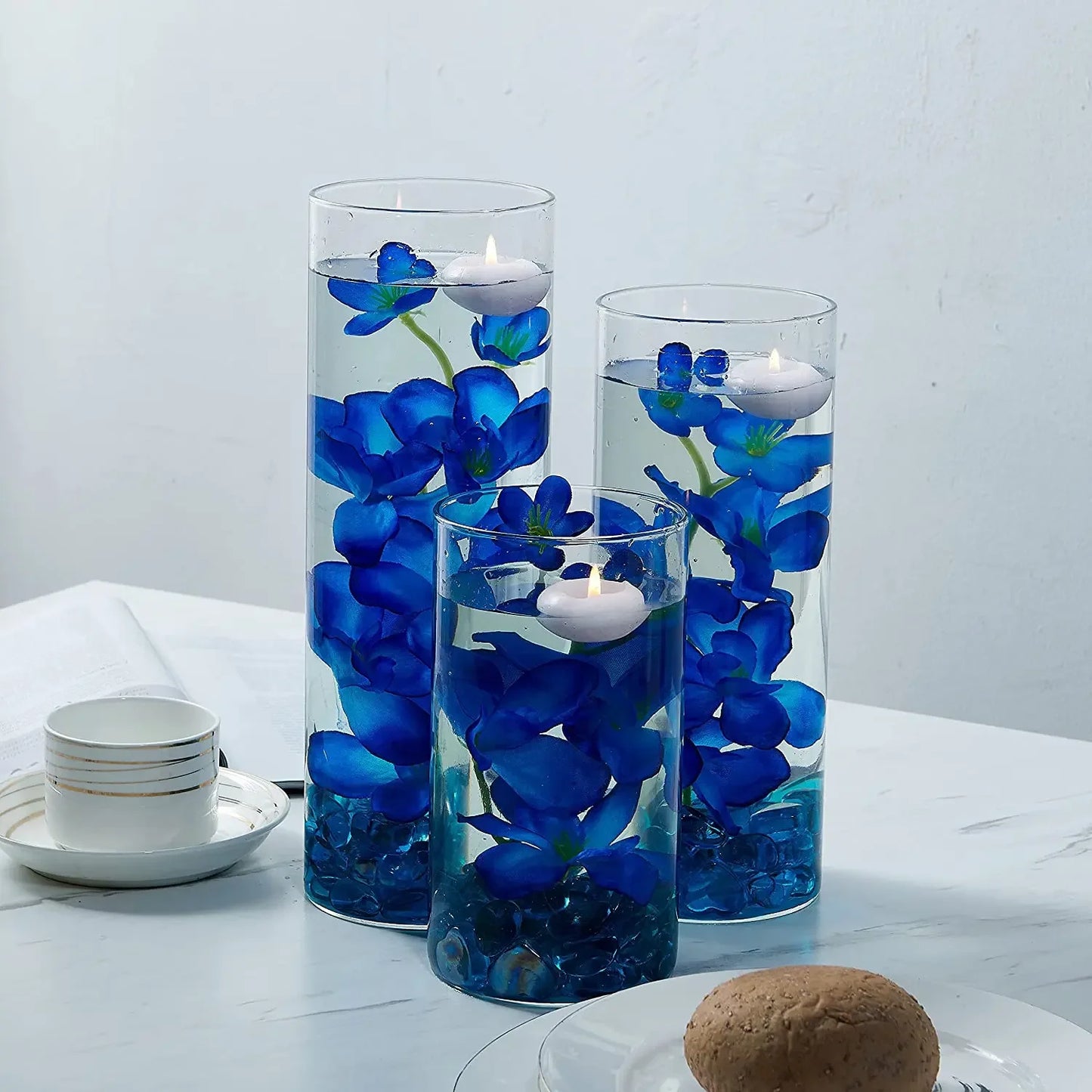 10pcs Artificial Orchids Flowers Blue Long Stems in Bulk for Wedding Home
