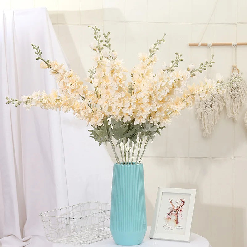 Yannew 3pcs 85cm Delphinium Artificial Flowers Long Stem Silk Hyacinth Wedding Flower Arrangements Decoration Home Room Decor