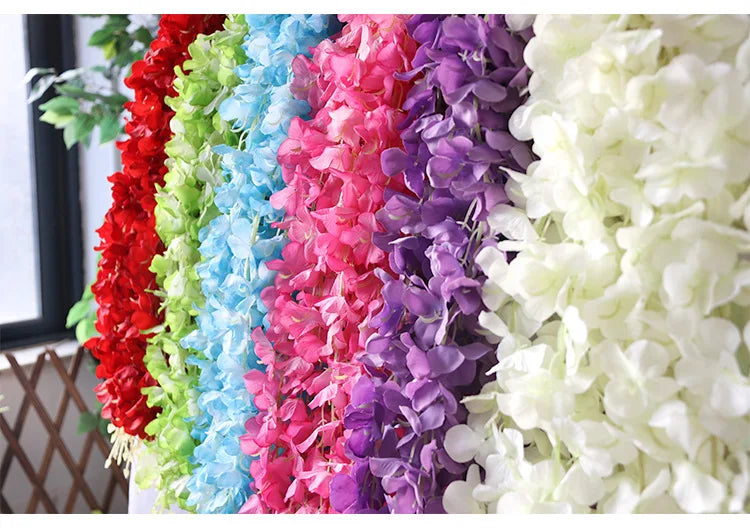12pcs Wisteria Artificial Flowers Vine Wreath Wedding Arch Decoration Leaf Rattan Trailing Silk Flower Ivy Wall Decor Plants