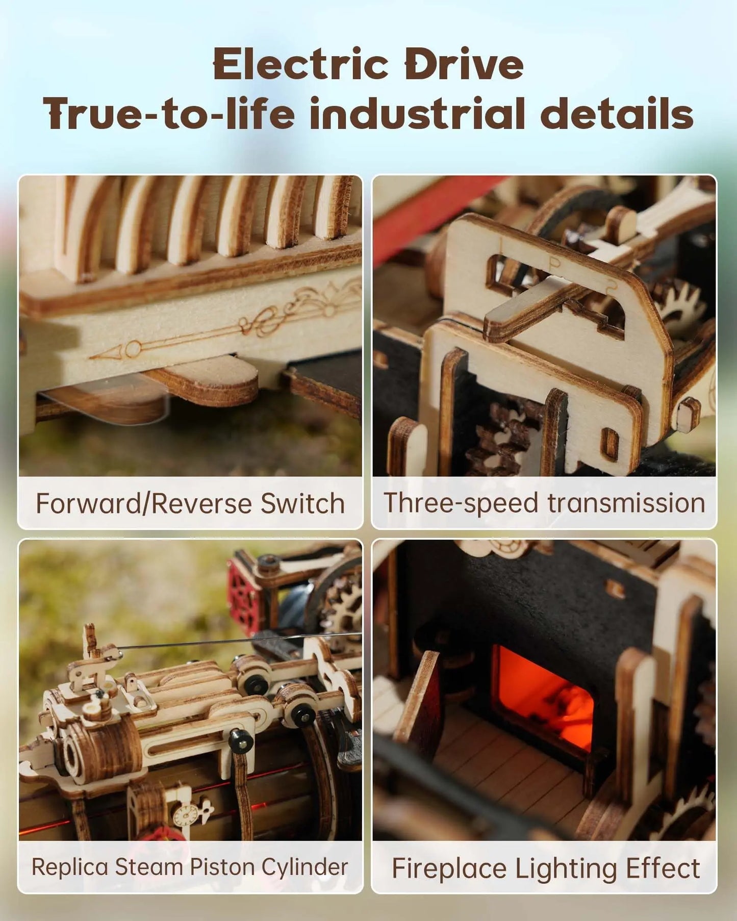 Robotime Rokr Car Model Building Kit 3D Wooden Puzzle Steam Kit 1:28  Mechanical Steam Locomotive Awesome Gifts for Adults Teens