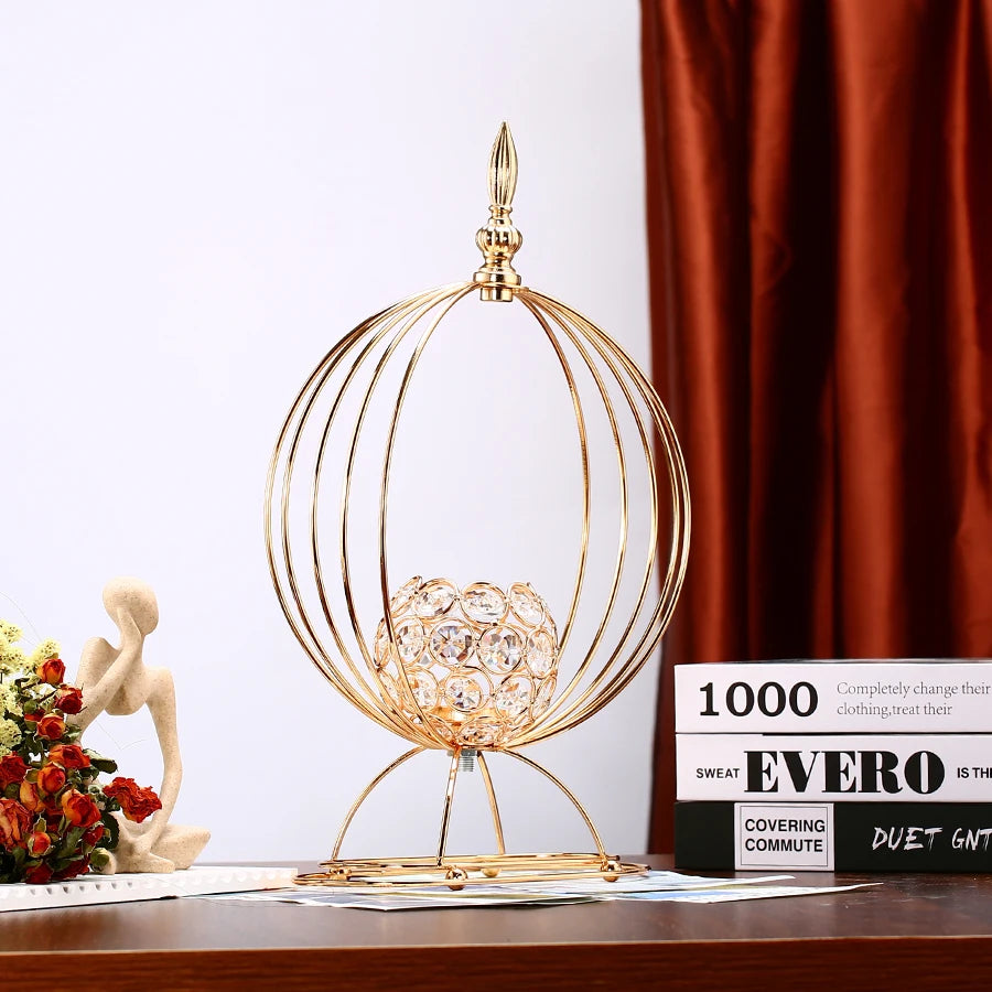 1pc Golden Crystal Candle Holder Flower Vase Candlesticks for Dining Coffee Table Wedding Events Parties Home Decor
