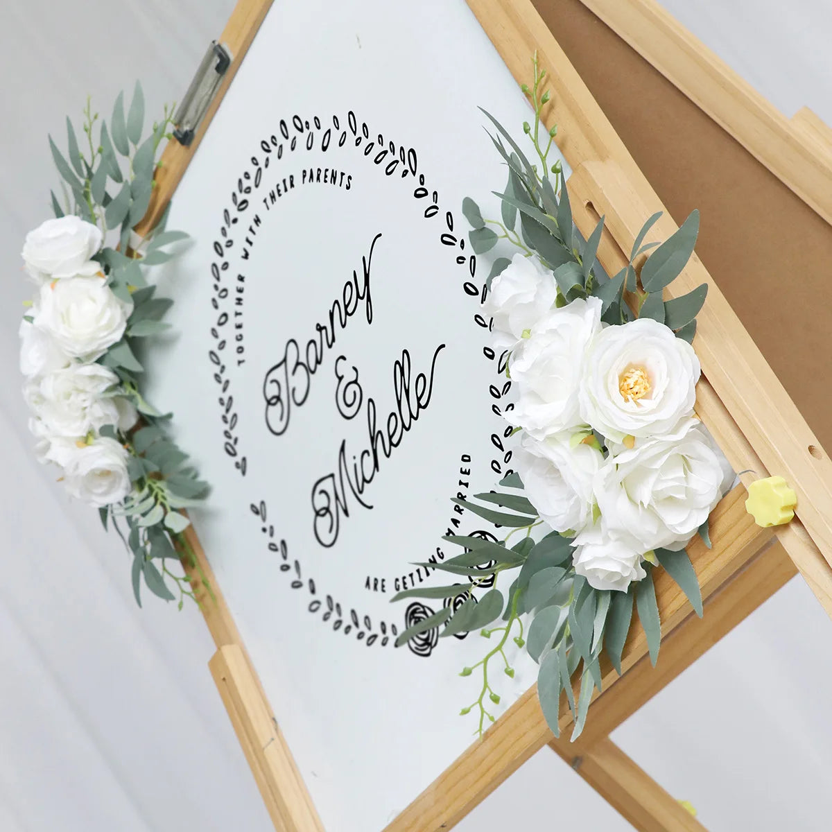 Yannew Artificial Wedding Arch Flowers Kit Boho Dusty Rose Blue Eucalyptus Garland Drapes for Wedding Decorations Welcome Sign