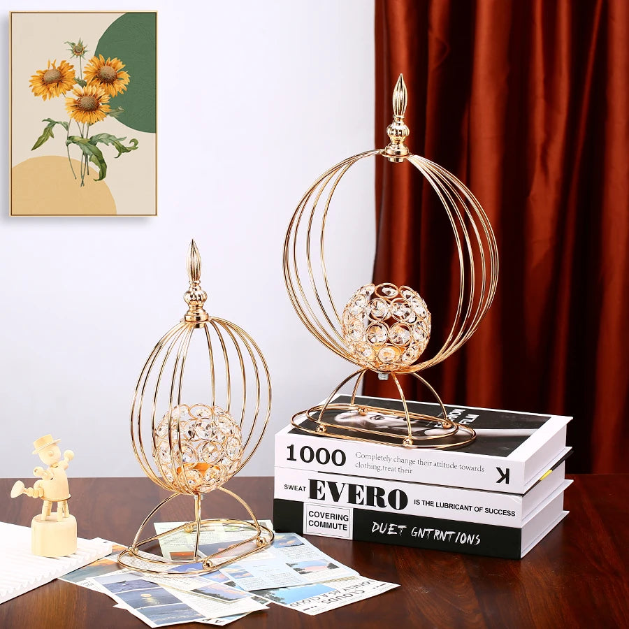1pc Golden Crystal Candle Holder Flower Vase Candlesticks for Dining Coffee Table Wedding Events Parties Home Decor
