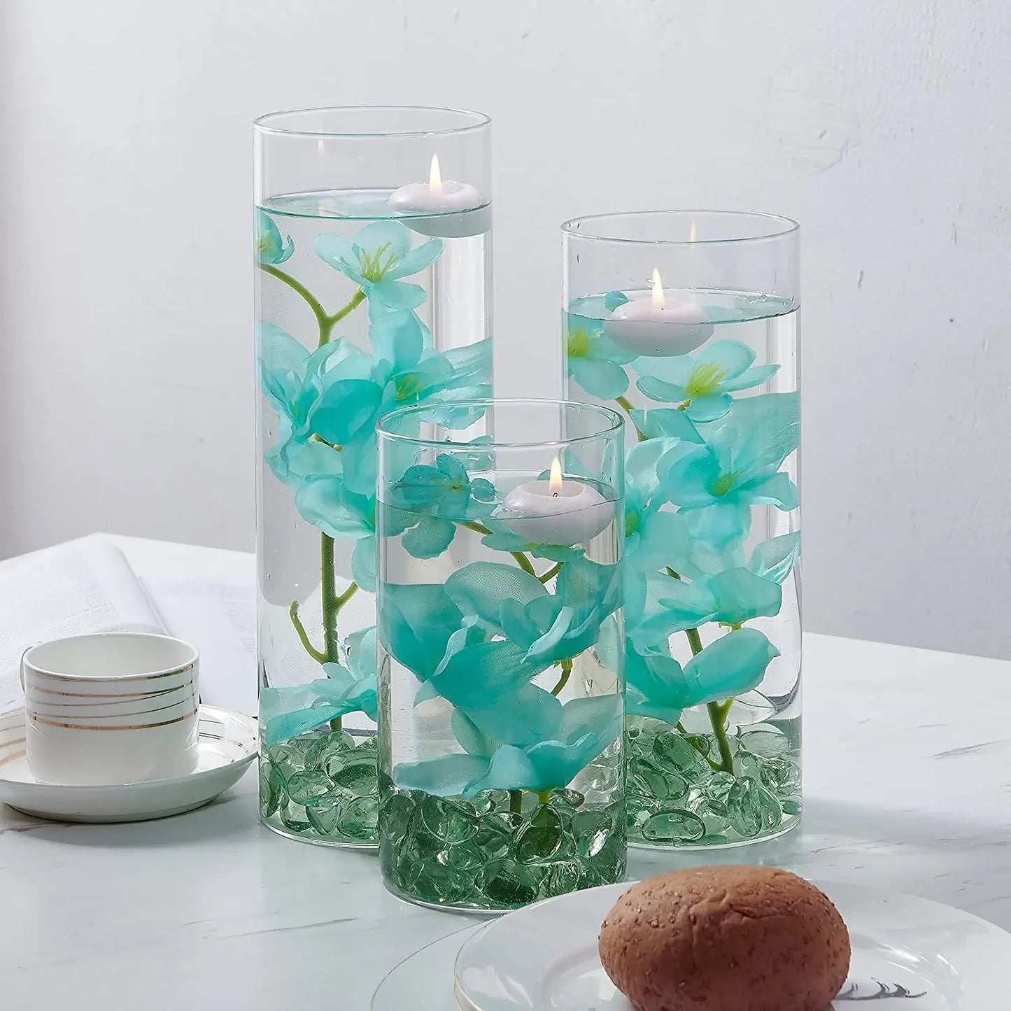 10pcs Artificial Orchids Flowers Blue Long Stems in Bulk for Wedding Home