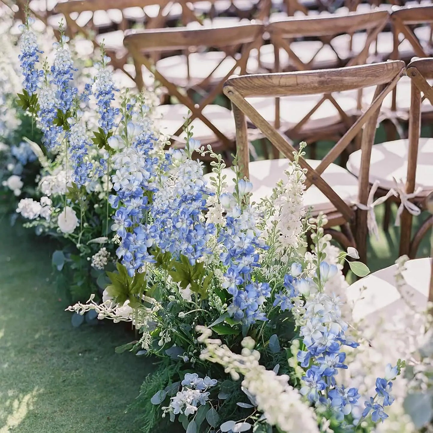 YeeNanee 6pcs Blue Delphinium Artificial Flowers Long Stem Larkspur for Wedding Centerpieces Floral Arrangements Home Vase Decor