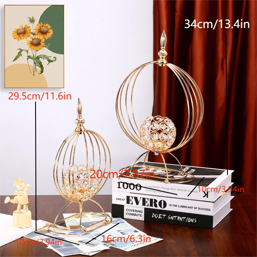 1pc Golden Crystal Candle Holder Flower Vase Candlesticks for Dining Coffee Table Wedding Events Parties Home Decor