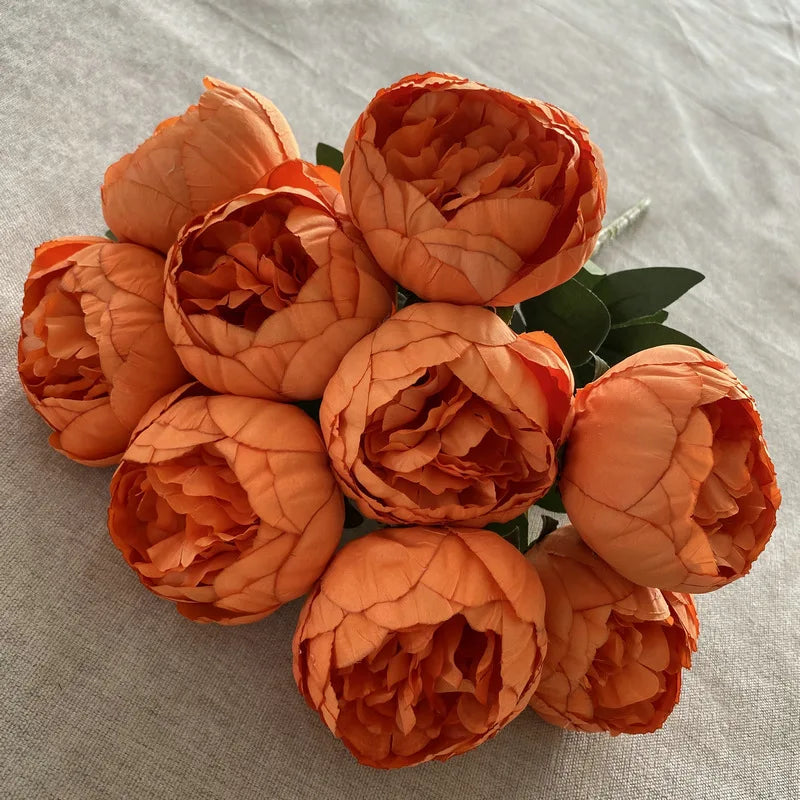 Simulation 10 Core-spun Peony Bouquets for Home Living Room Dining Table Wedding Decoration Fake Artificial Flowers High Quality
