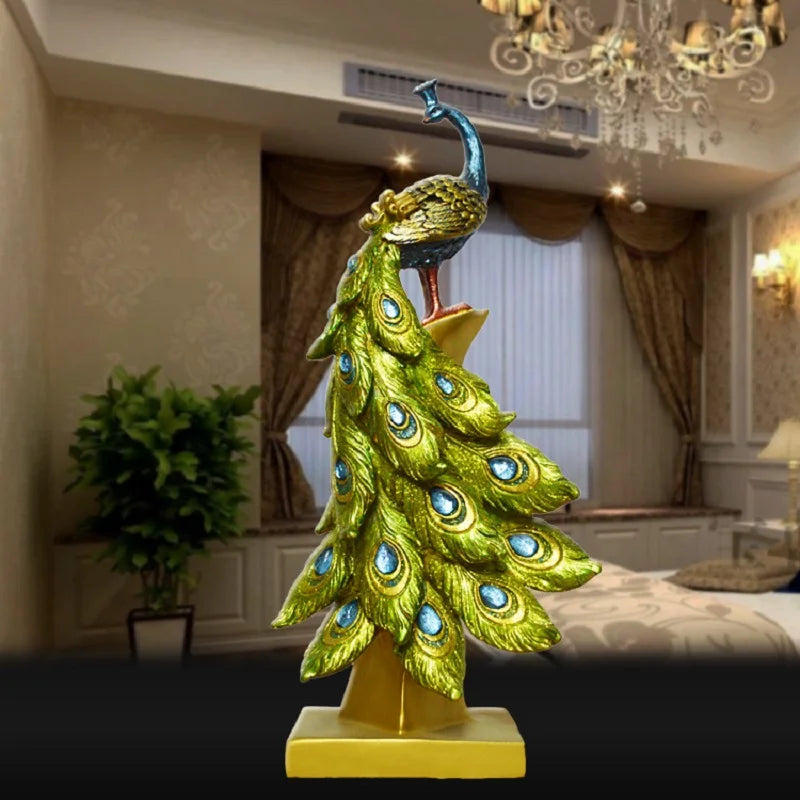 Creative Resin Peacock Decor Statue Sculpture Bookshelf Decor Accents Modern Decorative Desktop Figurine Accessories Gift