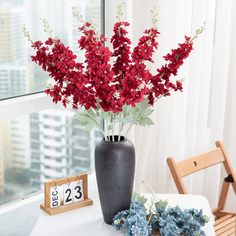 Yannew 3pcs 85cm Delphinium Artificial Flowers Long Stem Silk Hyacinth Wedding Flower Arrangements Decoration Home Room Decor