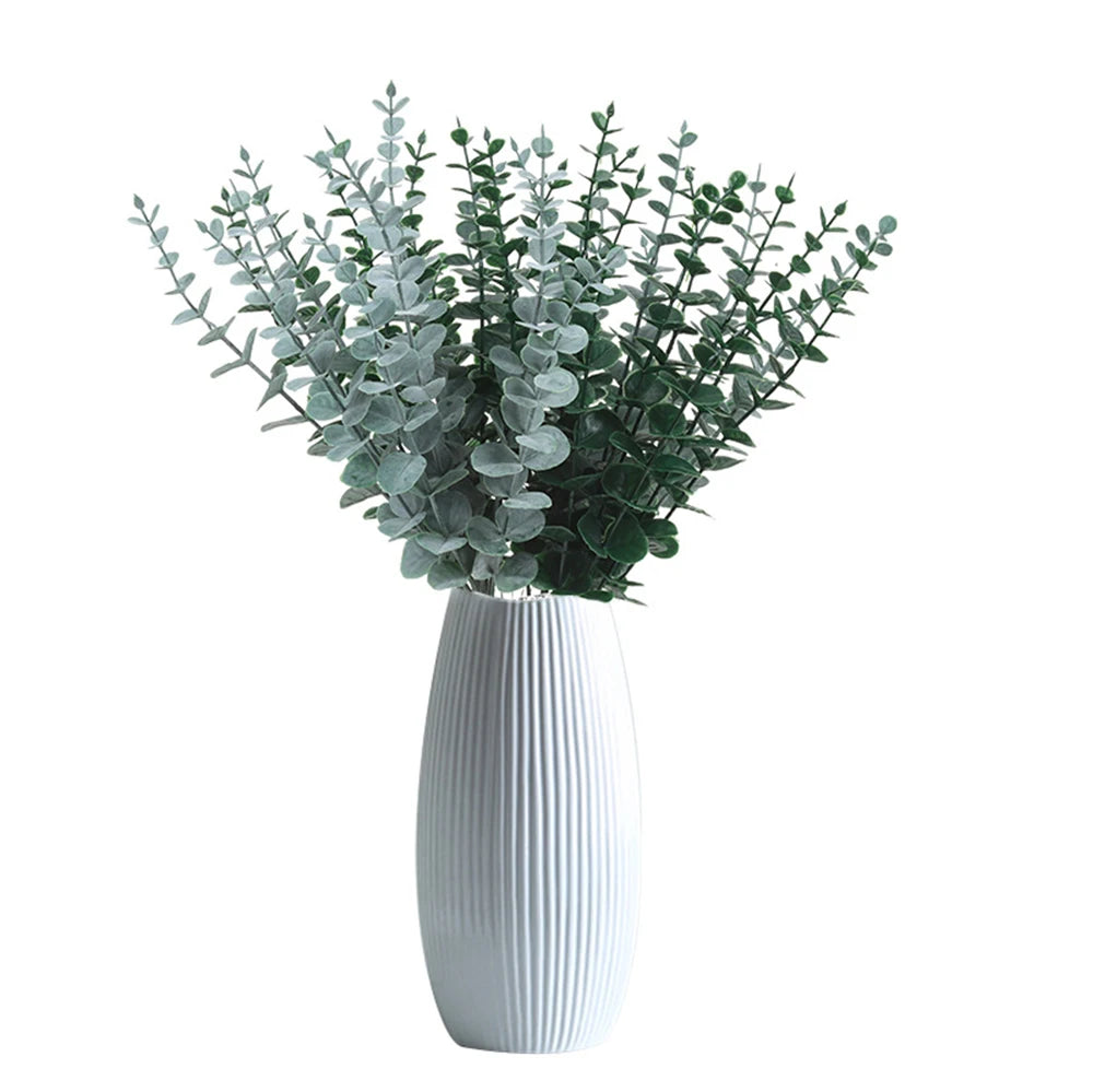 5pcs/Lot Artificial Gold Eucalyptus Branch Stem Artificial Plants for Home Wedding Flower Arrangement Greenery Decoration