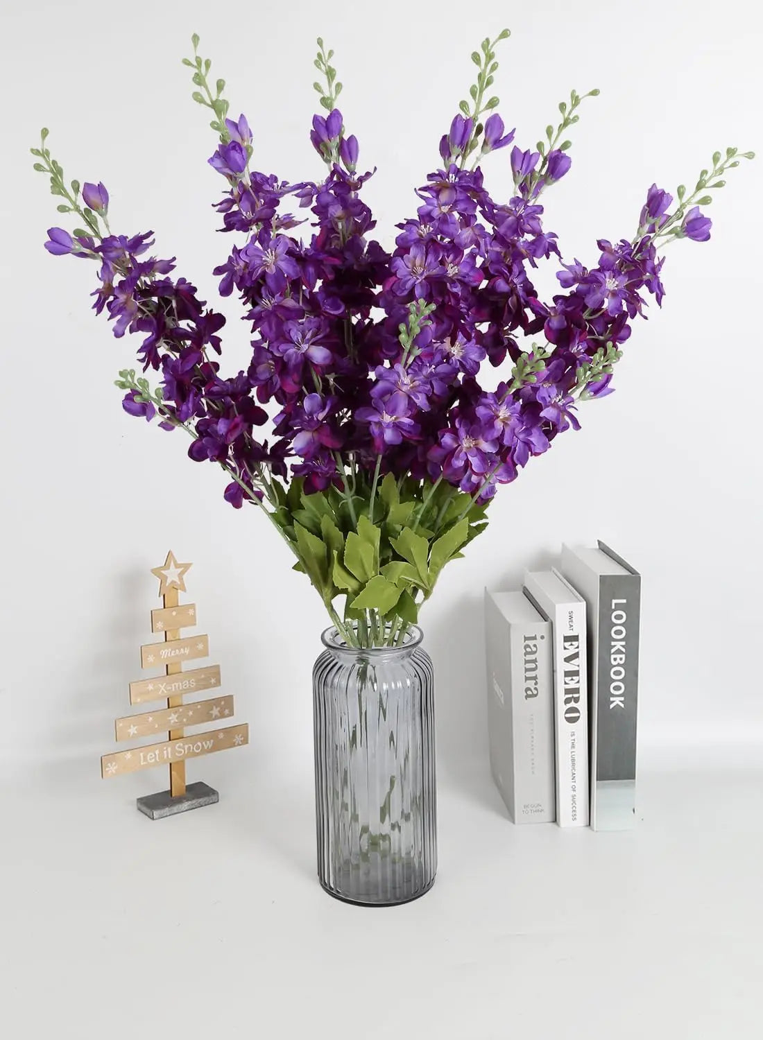 YeeNanee 6pcs Blue Delphinium Artificial Flowers Long Stem Larkspur for Wedding Centerpieces Floral Arrangements Home Vase Decor