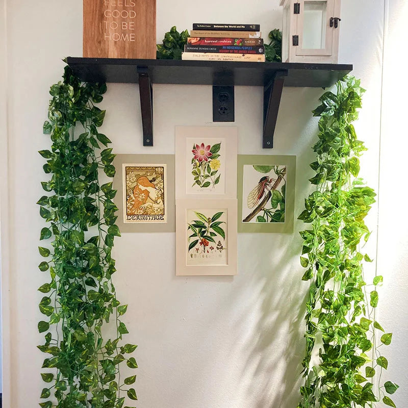 6pcs Artificial Ivy Leaves Plants Garland Plant Vines Fake Flowers Home Bedroom Party Garden Wedding Decoration Hanging Plants