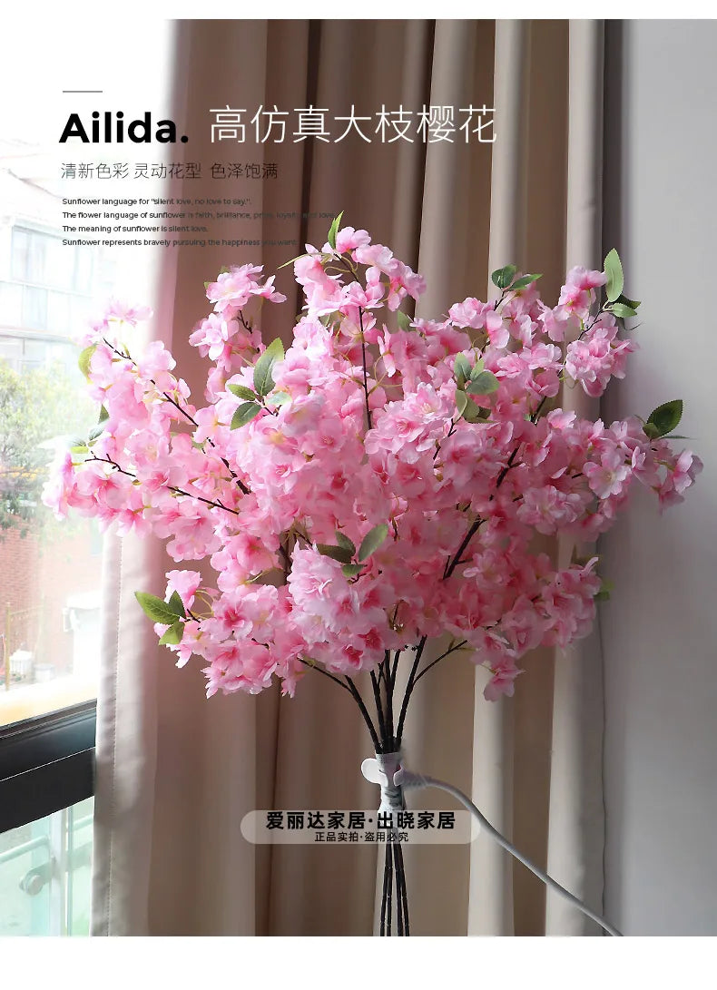 Simulated Flower Cherry Blossom Branch Wedding Living Room Floor Decoration Flower Soft Decoration Flower