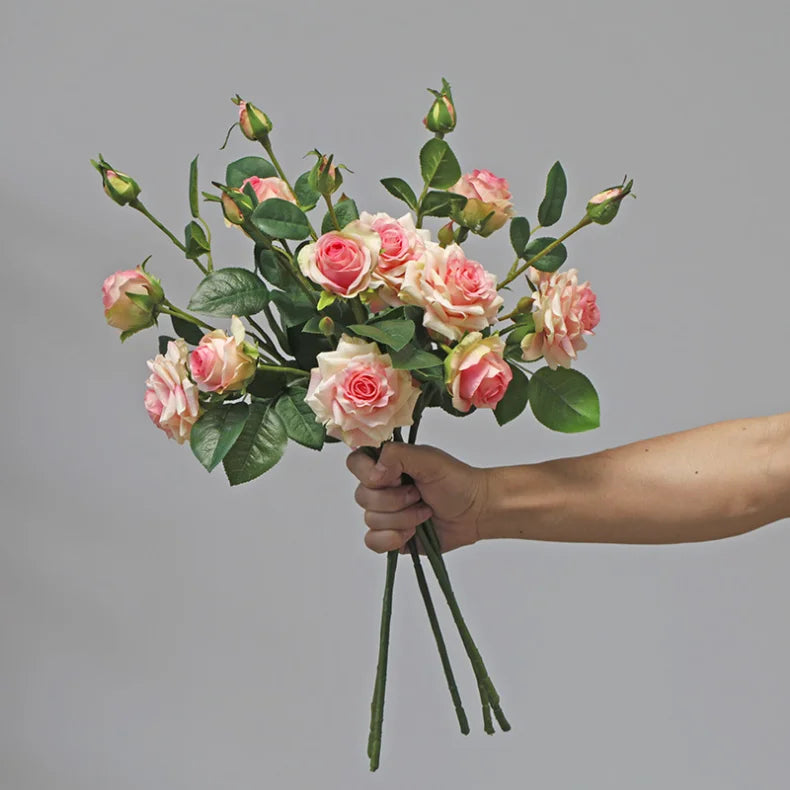 3 Heads High Quality Rose Fake Flowers Artificial Hand Feel Mosturizing Flowers Plants Home Living Room Office Party Decoration