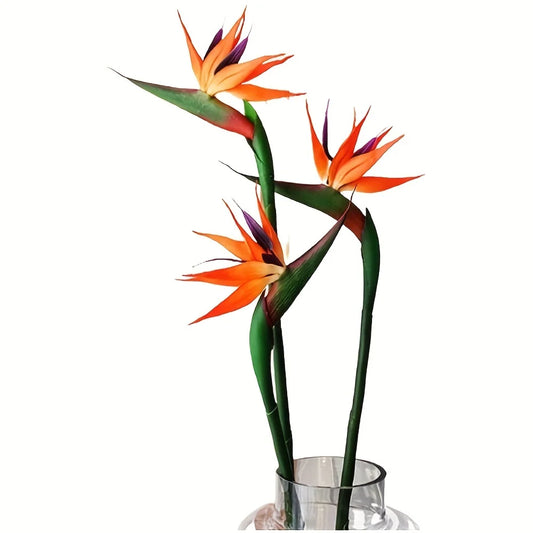 3Pcs Artificial Heaven Bird Flowers,Fake Bird of Paradise Strelitzia,Faux Silk Plants for Home Office Wedding Table  Decor