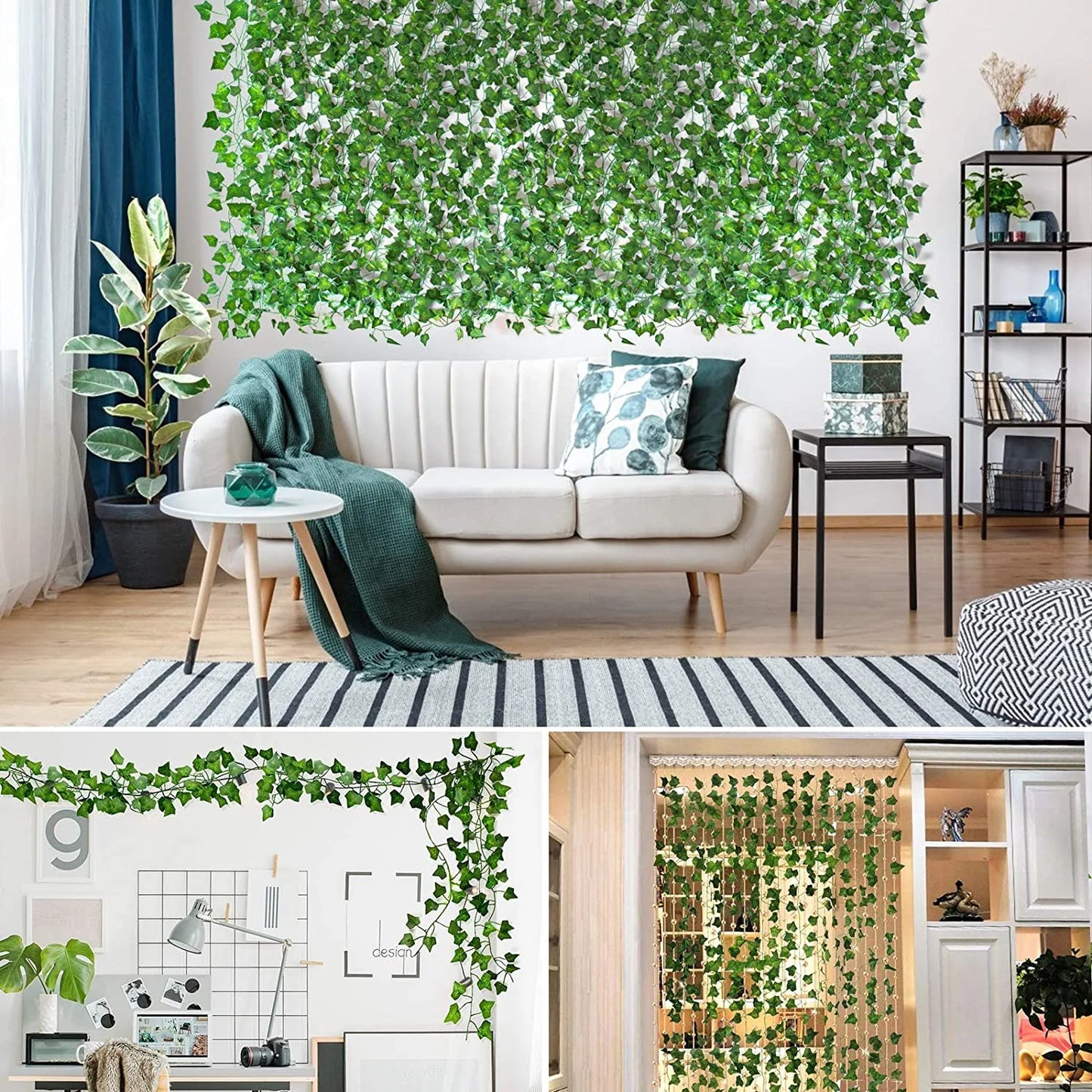 6pcs Artificial Ivy Leaves Plants Garland Plant Vines Fake Flowers Home Bedroom Party Garden Wedding Decoration Hanging Plants