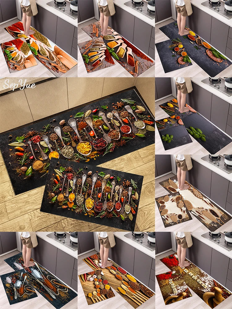 Non-slip Kitchen Mat Crystal Velvet Super Absorbent Floor Mats Kitchen Long Carpets Bathroom Entrance Door Mat Bedroom Long Rugs
