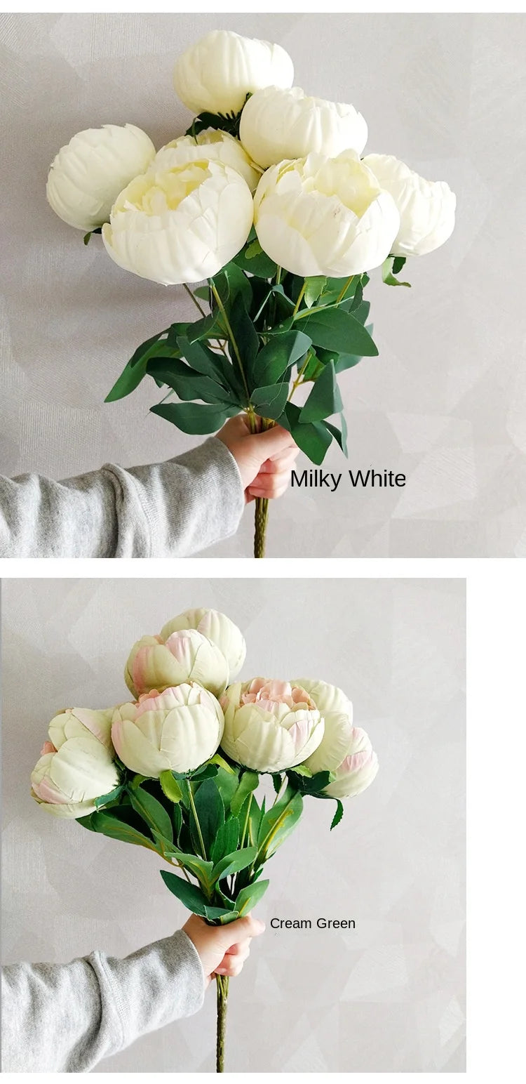 Simulation 10 Core-spun Peony Bouquets for Home Living Room Dining Table Wedding Decoration Fake Artificial Flowers High Quality