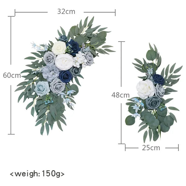 Yannew Artificial Wedding Arch Flowers Kit Boho Dusty Rose Blue Eucalyptus Garland Drapes for Wedding Decorations Welcome Sign