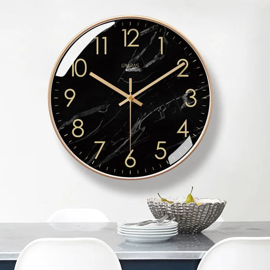 10/12 inch Watch Marble Print Wall Clock Silent Non Ticking Battery Operated Clocks Office Living Room Home Decor Quartz Clocks