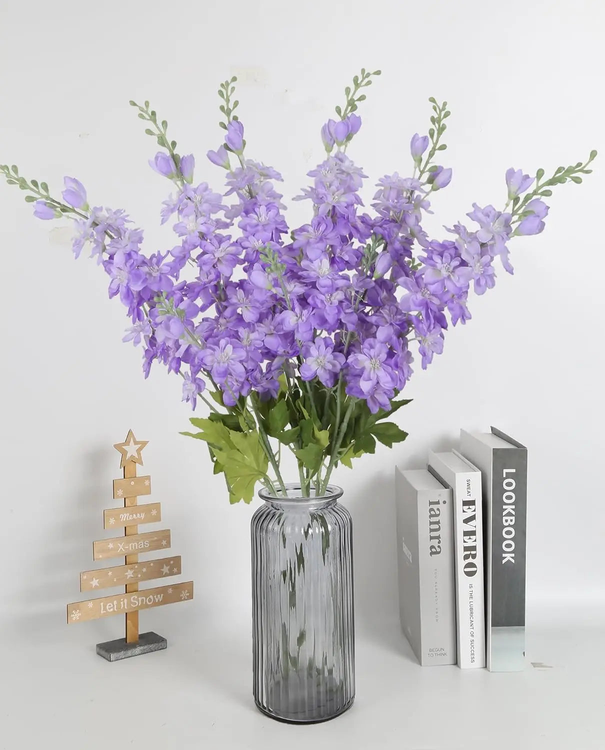 YeeNanee 6pcs Blue Delphinium Artificial Flowers Long Stem Larkspur for Wedding Centerpieces Floral Arrangements Home Vase Decor