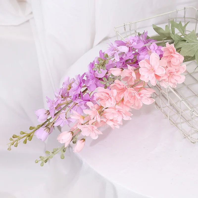 Yannew 3pcs 85cm Delphinium Artificial Flowers Long Stem Silk Hyacinth Wedding Flower Arrangements Decoration Home Room Decor