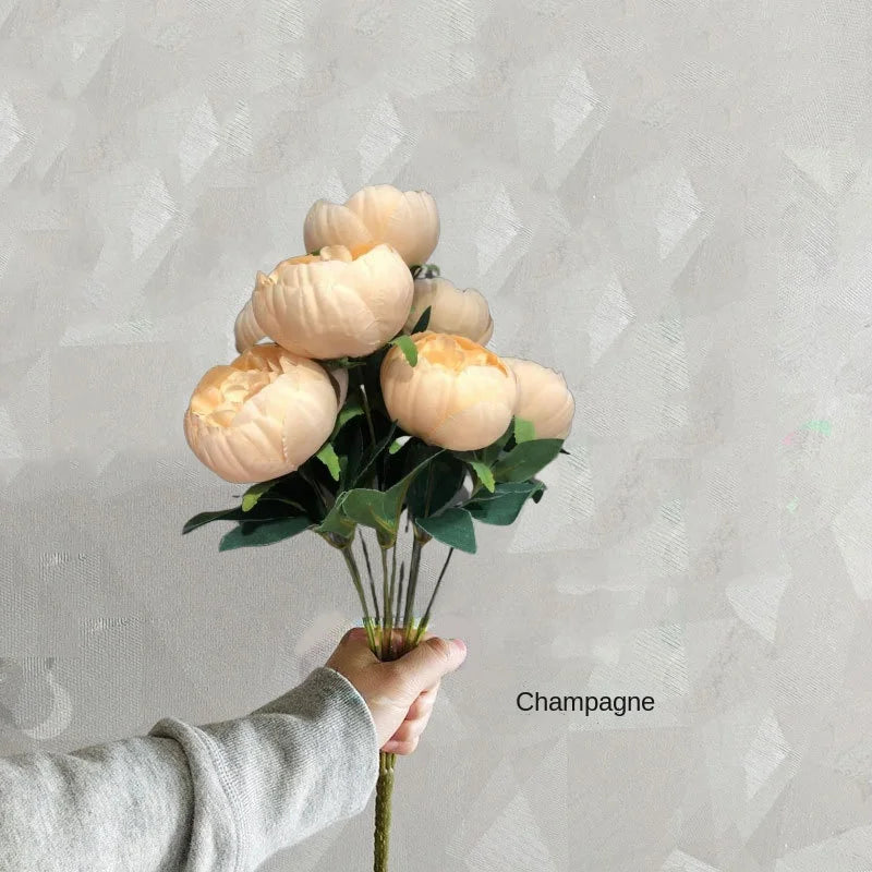 Simulation 10 Core-spun Peony Bouquets for Home Living Room Dining Table Wedding Decoration Fake Artificial Flowers High Quality