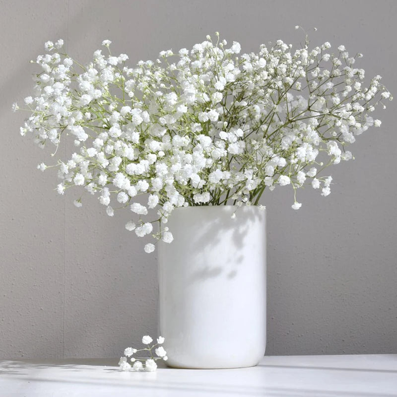 90Heads 52cm White Artificial Flowers Wedding DIY Bouquet Decoration Arrangement Plastic Babies Breath Fake Flower Home Decor