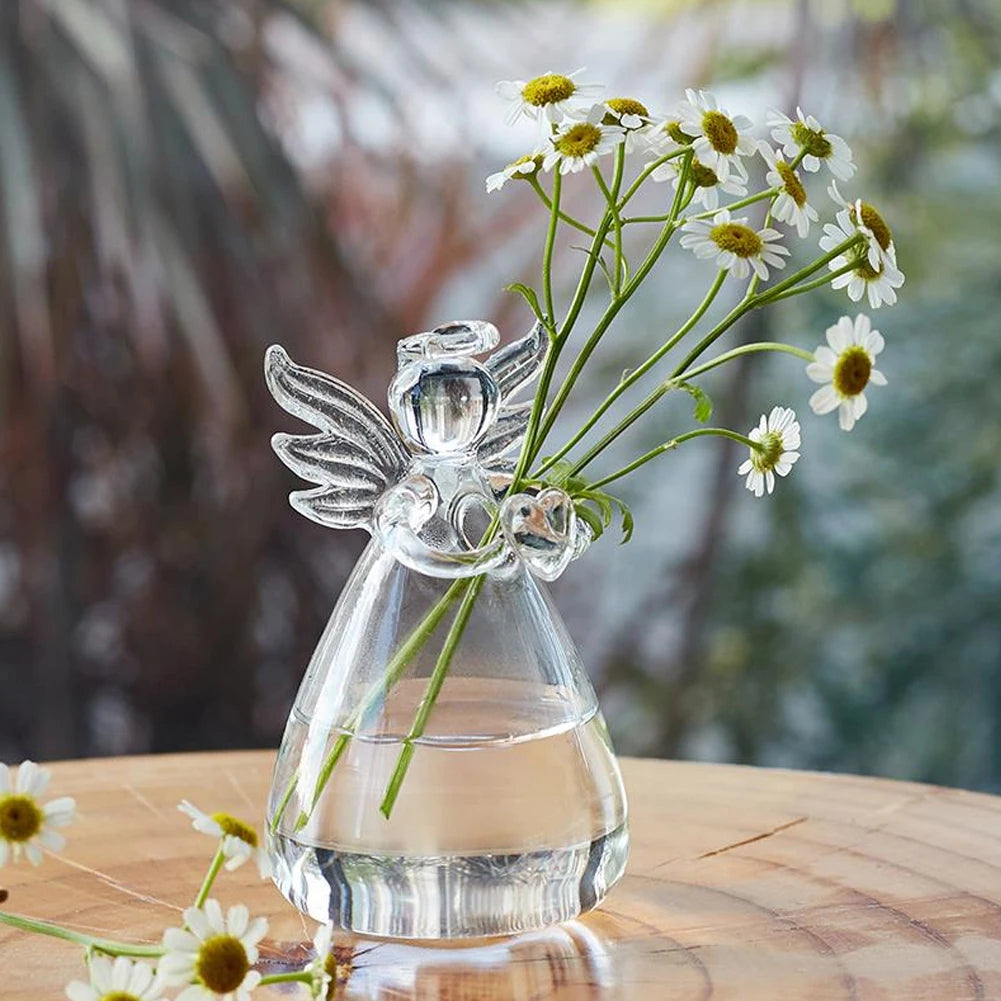 Small Vases For Flowers Outdoor & Indoor Clear Ornaments In Angel Patterns Hydroponic Angel Glass Vases For Weddings