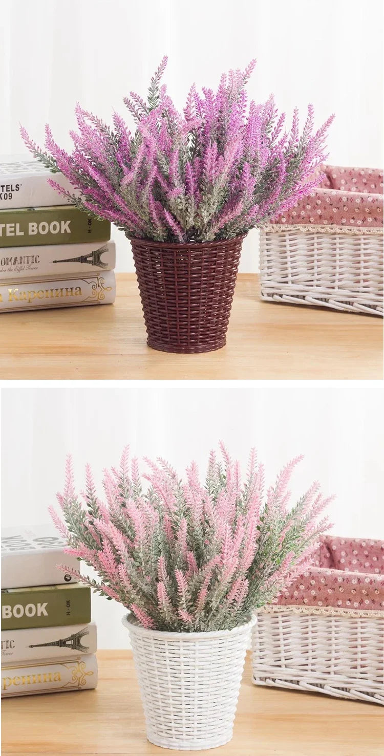 A Bunch of Provence Lavender Plastic Artificial Flowers False Plants Wedding Home Outdoor Garden Decoration Table Decoration