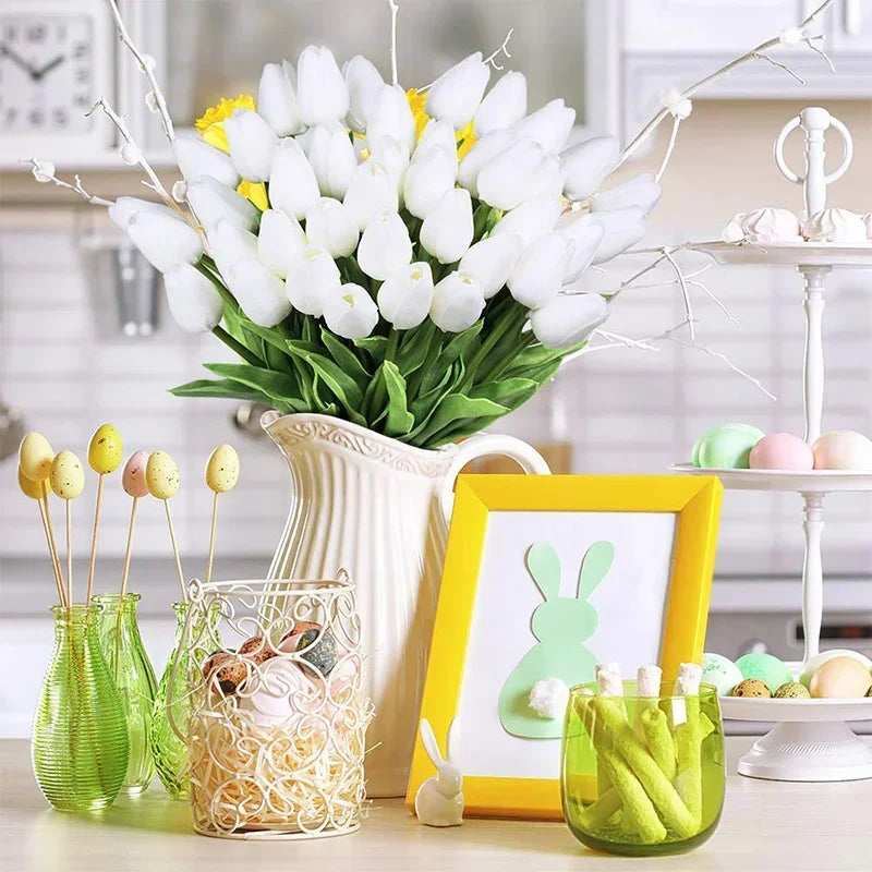 5PCS 35CM Artificial Tulip Flower Bouquet Home Garden Decoration Flowers for Wedding Ceremony Decor Mother's Day Gift Bouquet