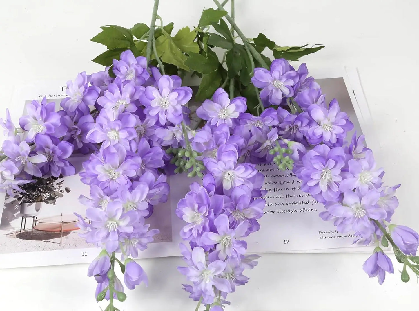 YeeNanee 6pcs Blue Delphinium Artificial Flowers Long Stem Larkspur for Wedding Centerpieces Floral Arrangements Home Vase Decor