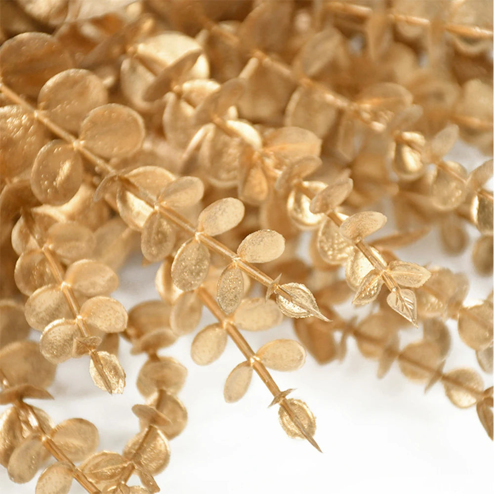 5pcs/Lot Artificial Gold Eucalyptus Branch Stem Artificial Plants for Home Wedding Flower Arrangement Greenery Decoration