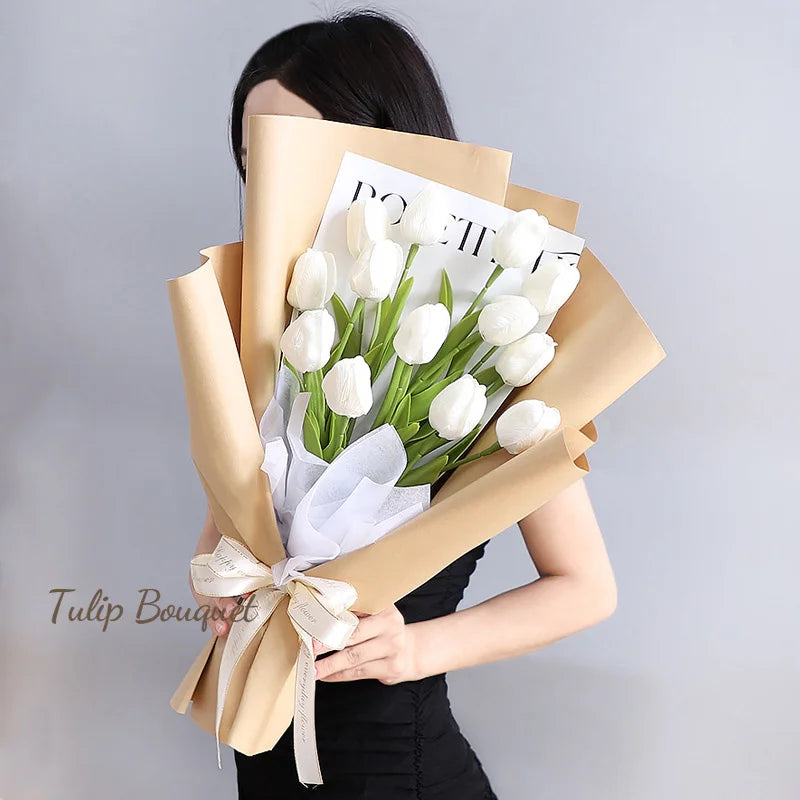 5PCS 35CM Artificial Tulip Flower Bouquet Home Garden Decoration Flowers for Wedding Ceremony Decor Mother's Day Gift Bouquet