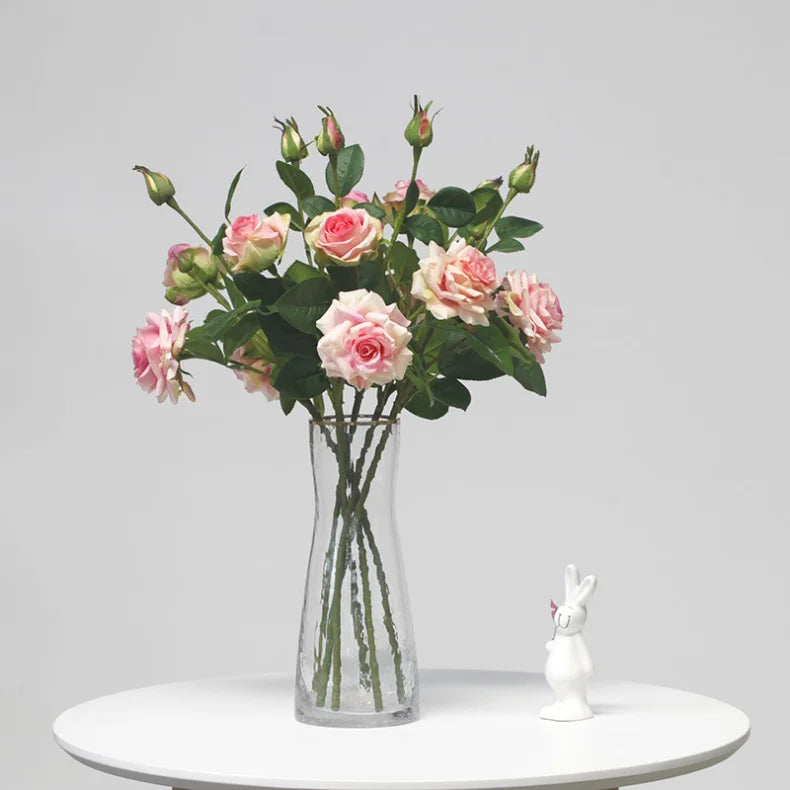 3 Heads High Quality Rose Fake Flowers Artificial Hand Feel Mosturizing Flowers Plants Home Living Room Office Party Decoration