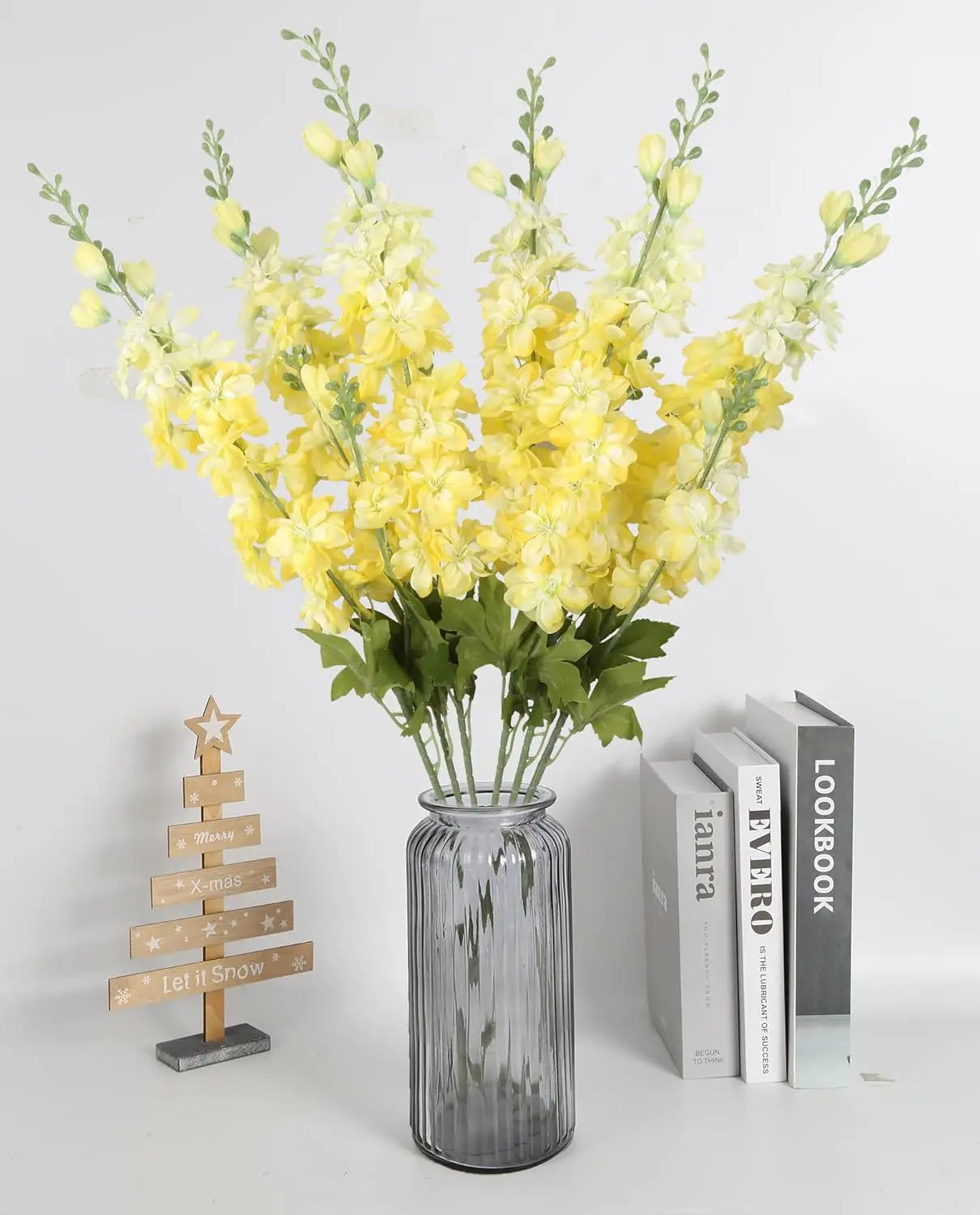 YeeNanee 6pcs Blue Delphinium Artificial Flowers Long Stem Larkspur for Wedding Centerpieces Floral Arrangements Home Vase Decor