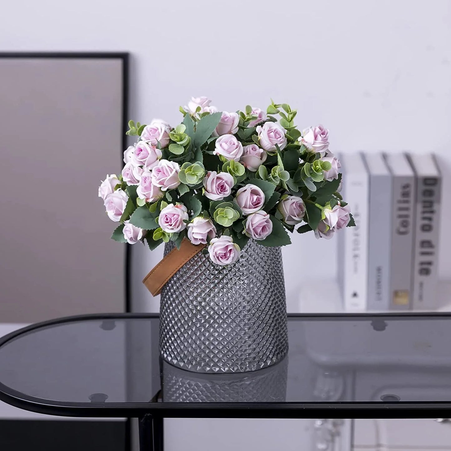 1pcs Artificial Flowers Bouquet Rose Eucalyptus Leaves Wedding Decoration Peony Fake Flower for Party Home Decor Outdoor
