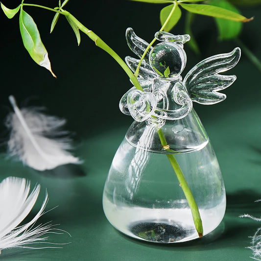Small Vases For Flowers Outdoor & Indoor Clear Ornaments In Angel Patterns Hydroponic Angel Glass Vases For Weddings