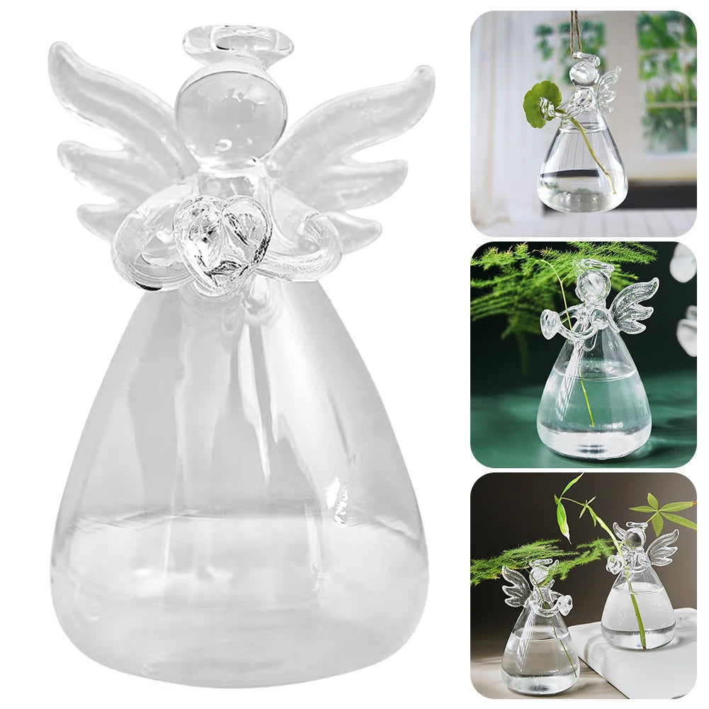 Small Vases For Flowers Outdoor & Indoor Clear Ornaments In Angel Patterns Hydroponic Angel Glass Vases For Weddings
